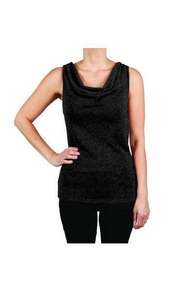 Camisole Noir motif brillant 79% Polyester  18% Lurex 3% Spandex Isca - Boutique Atmosphère, Boutique Prêt à Porter pour Hommes et Femmes, Rivière-Rouge 