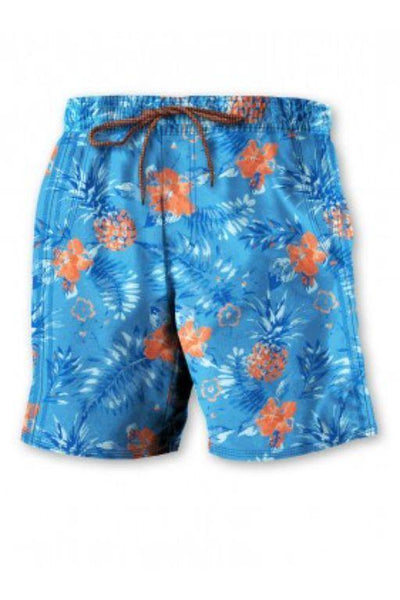 Short maillot bain  100% polyester avec motifs hibiscus orangé Point Zéro - Boutique Atmosphère, Boutique Prêt à Porter pour Hommes et Femmes, Rivière-Rouge