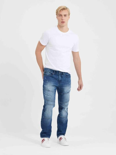 Jeans 90% coton 8% polyester 2% spandex denim extensible indigo foncé jean basique 5 poches taille basse et élastique Black bull- Boutique Atmosphère, Boutique Prêt à Porter pour hommes et femmes, Rivière-Rouge