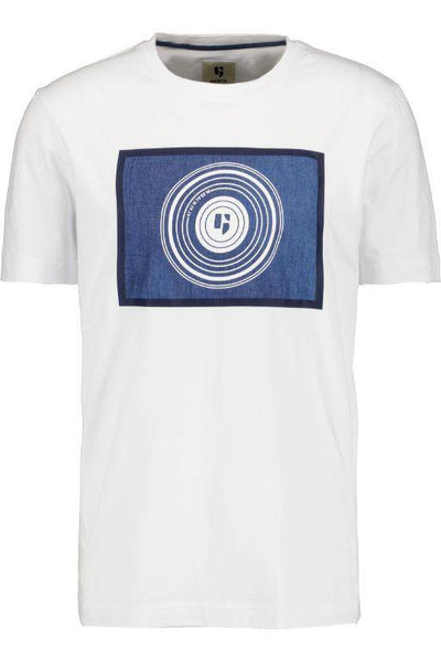 T-Shirt 95 % coton 5% élastane imprimé du logo bleu et blanc manches courtes col en rond Garcia -Boutique Atmosphère,Boutique Prêt à Porter pour hommes et Femmes, Rivière-Rouge