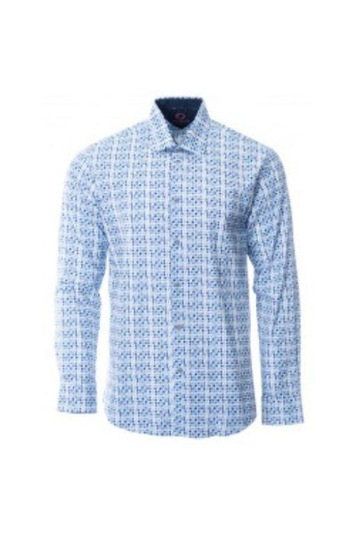Chemise 100% coton motifs bleu foncé et bleu pâle Maldo - BoutiqueAtmosphère, Boutique Prêt à Porter pour hommes et Femmes , Rivière-Rouge